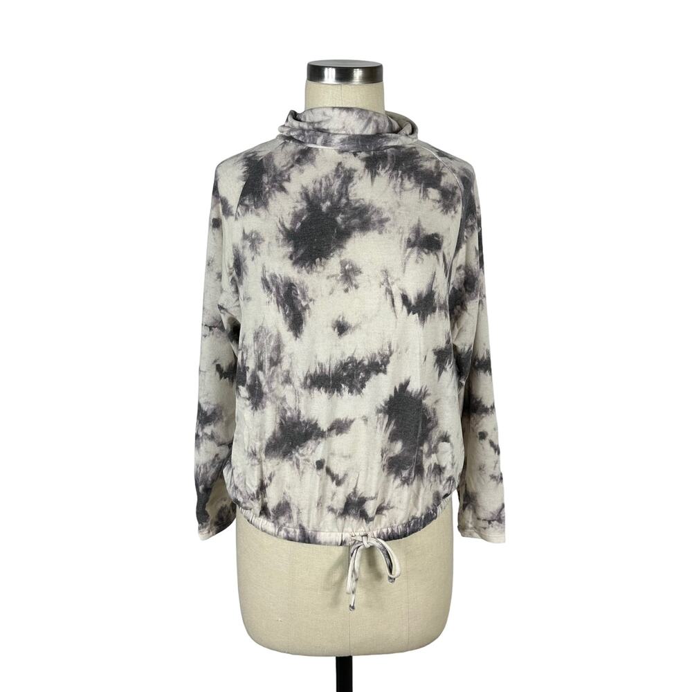 LUSH Mock Neck Tie‎ Dye Sweatshirt Puprle Womens S Drawstring Hem Pullover NWOT